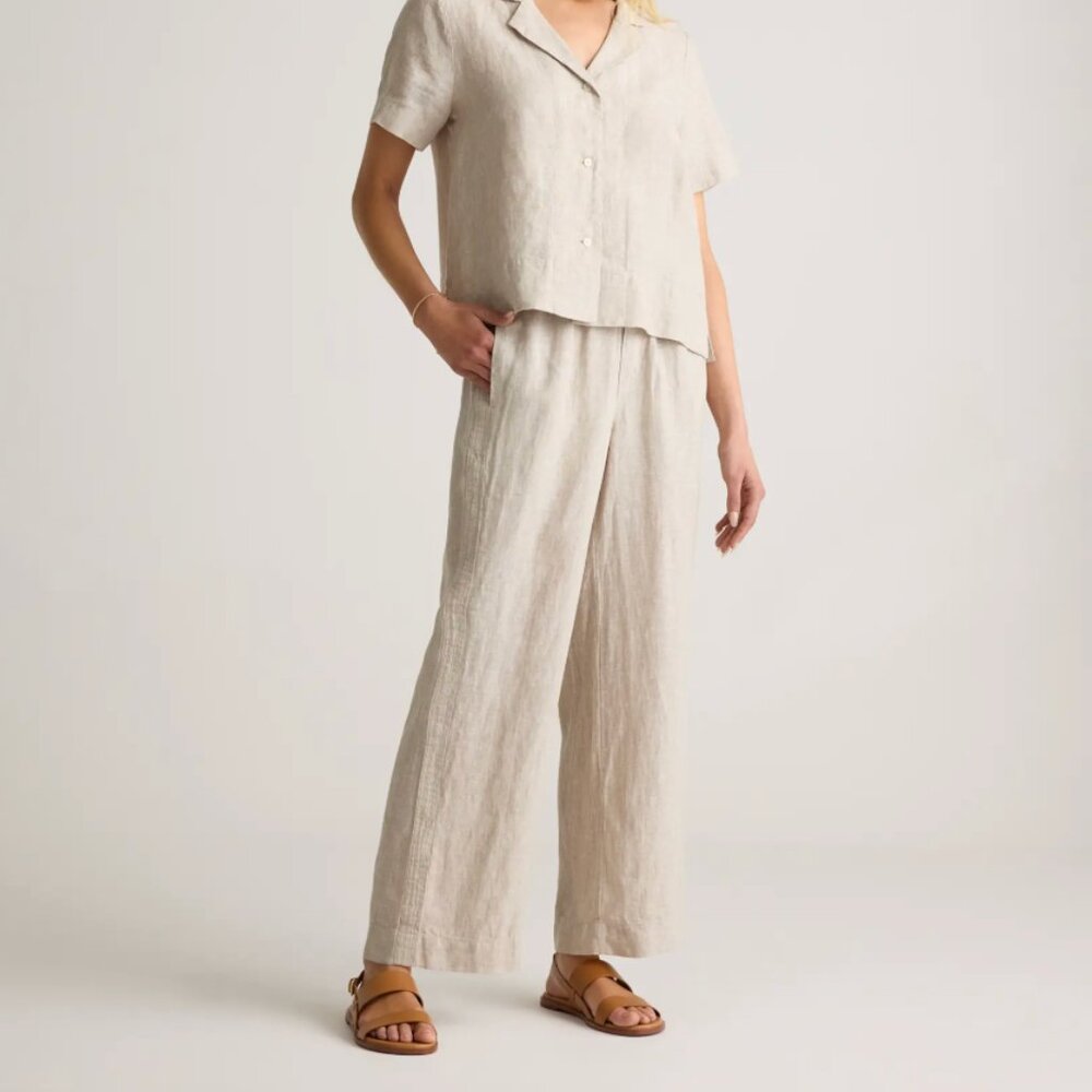 Quince 100% European Linen Wide Leg Pants, XS, Flax